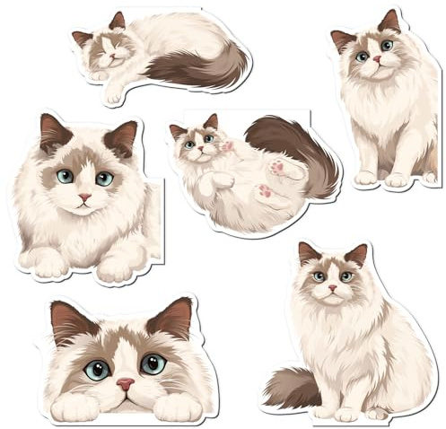 JSRQT 6-pack magnetiskt bokmärke katt personliga bokmärken för bokälskare kvinnor lärare studentgåvor söt djur tema magnet sidmarkör klämma inspirerande citat roligt tryck på 2 sidoläsning