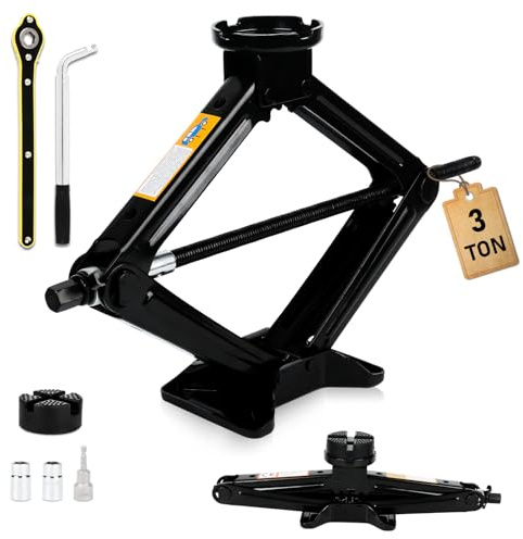 SROCHN Scissor Jack Kit 3 Ton, Universal Car Jack Kit with Lug Wrench, Maximum Height Up to 45cm, Portable Jack Set for Car, SUV, MPV