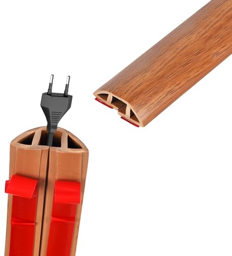 3M x 30mm Wire Cover, Floor Cable Cover Cable, Self-adhesive Brown | Cavity 10mm Protector Floor Cord Cable Channel Trunking for Office, Home, Factories, Garages Indoor Outdoor
