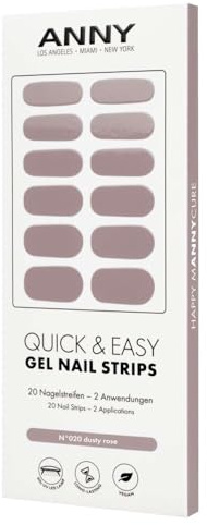 ANNY Gel Nail Strips – UV Nagelfolie zum Aufkleben mit UV Lampe, haltbar & splitterfrei, einfache Anwendung, Farbe: dusty rose - Gedämpftes Altrosa – Nr. 20