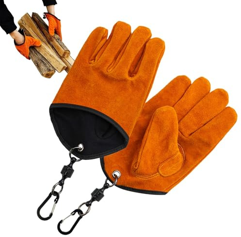 Monozoz Guantes de Camping | Guantes de Barbacoa Resistentes al Calor al Aire Libre - Guantes de Horno Antideslizantes cómodos para Barbacoa, Parrilla, Chimenea,