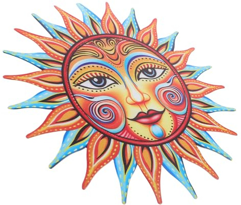 Decoración Solar de Hierro Naranja para Pared, Resistente | Instalación Sencilla, para Dormitorio y Oficina, Pieza Creativa Delicada