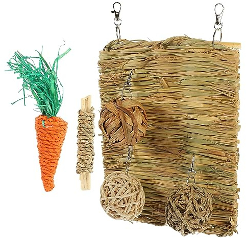 SUPVOX Stuoia di Paglia per Conigli Tappetino Rinfrescante Estivo per Piccoli Animali Domestici Cuscino per Dormire per Criceti e Topi Realizzato Paglia Intrecciata Sicuro da Mordere