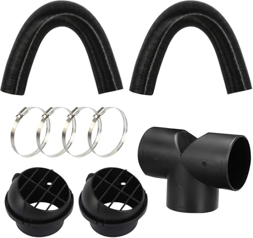 Amazleer 75 mm Car Heater Hose, Diesel Heating Accessories, Y Pipe Kit, Auxiliary Heater Vent Hose Clamp Kit for Webasto Eberspächer Propex 2 KW/5 KW/8 KW (75 mm T Pipe Set)