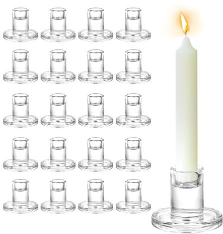 Portavelas, 20 Piezas Candelabros para Velas de Vidrio para Velas Cónicas Portavelas Cristal para Decoración de Mesa Navidad Adviento Transparente Candelabro para Bodas Fiestas de Cumpleaños