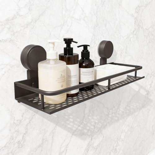 Bofanze Saugnapf Duschablage Ohne Bohren Aluminium Abnehmbar Duschablage | Wand Duschkorb saugnapf Shampoo Halterung Badezimmer Organizer mit Saugnapf 40 cm Belastbarkeit 10 kg für Badezimmer Dusche