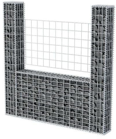 Nqyjm Clôture en Maille de Jardin Panier de Gabion en Forme de U Acier Galvanisé 160x20x150 cm, Mur à Gabion Cages à Pierres pour Terrasse Extérieur Pelouse Décorative