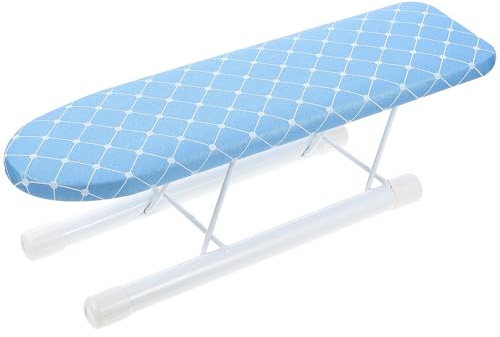 OSALADI Mini Planche à Repasser Pliante Bleue à Carreaux, Petite Table à Repasser pour Vêtements Support pour Manches, Outil de Repassage Compact Maison et Voyage, Table Repassage