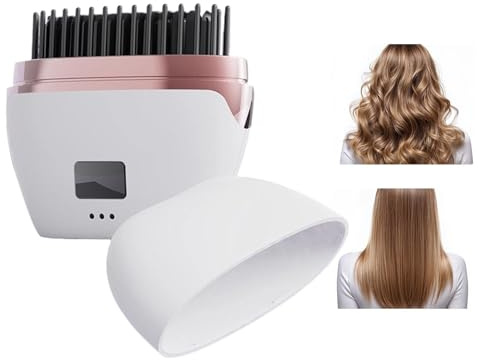 Mini fer à lisser de - Fer à lisser portable, peigne sans fil à 3 températures, brosse électrique pour femmes et filles, lissage long et court, coiffure, bureau