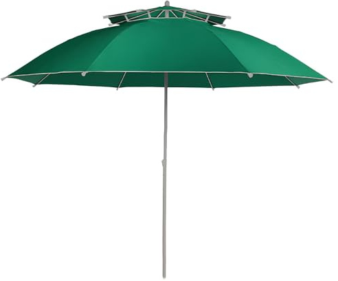 Générique Parasol De Jardin 250cm Parasol Extérieur À Double Toit Ventilé Parasol De Table De Marché Parapluie De Plage avec 8 Baleines Solides Réglable en Hauteur(Green)