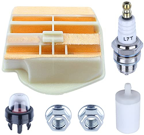 Luftfilterkit för motorsåg Husqvarna 445 450 445E 450E 445E-II 450-II, ADEFOL luftfilter + bränslefilter + tändstift + primingpäron + stammutter 6 i 1 delar