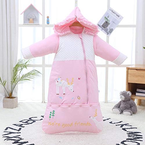 NEWELLYY Babyschlafsack ganzjahres/ganzjährig,Baby-Anti-Kick-Steppdecke aus Baumwolle, verdickter Umschlagschlafsack-Pink_130cm,Baby-Schlafsack super weich und atmungsaktiv