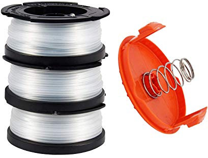 Poweka Strimmer Spool for Compatible with Black & Decker AF-100 String Trimmers Replacement Part, 30ft 0.065 Autofeed Weeding Eater Spools with RC-100-P Spool Cover Cap for Electric Trimmers