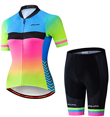 weimostar cykelkläder för kvinnor kortärmad cykeltröja set haklappar shorts sommar cykelset reflekterande A4 Chest For 33.86=Tag S