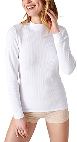 Damart Camiseta Thermolactyl, Cuello Alto, canalé Polar, Manga Larga Blanco M