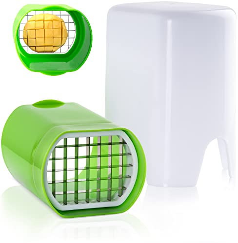 MR.ROBINSON Affettatrice per patate in acciaio inox, facile da usare, design di sicurezza, lavabile in lavastoviglie, ideale per patatine fritte e tagli di verdure uniformi