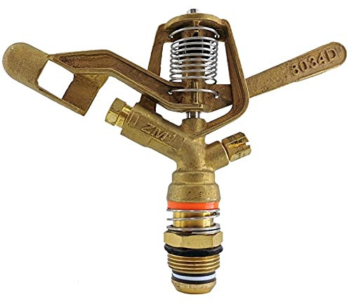 RIEGOPRO Aspersor de Impacto Circular 360º Rosca Macho Fabricado en Latón. Disponible en 1/2 y 3/4. Utilizado para jardinería y Agricultura (3/4)