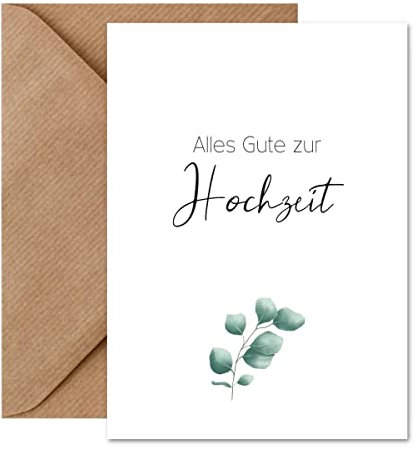 Things of Happiness Hochzeitskarte mit Eukalyptus – Alles Gute zur Vermählung | Glückwunschkarte zur Hochzeit mit Briefumschlag (Hochzeit Eucalyptus)