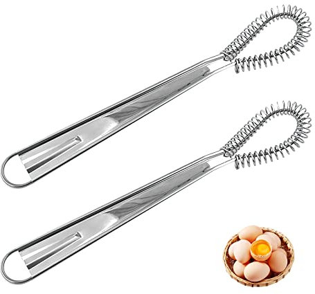 Stainless Steel Mini Whisk, Flat Whisk Egg Blender for Milk Cream Sauce Whisk Blender for Kitchen Baking Beating Cooking, Silver