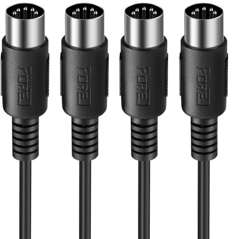 FORE 1m 2-Stück MIDI Kabel 5-Pin DIN zu 5-Pin DIN MIDI Kabel für MIDI Keyboard/MIDI Sequencer/Synthesizer/Audio interface/Audio Mixer/DJ Sets/Electric Drum/Electric Piano Schwarz 1m (2-Stück)