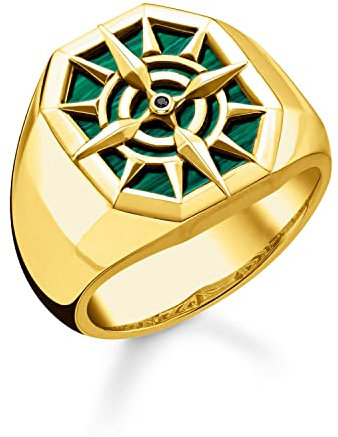 THOMAS SABO Ring Kompass Goldfarben/Grün TR2274-140-5-58 Ringgröße 58/18,5