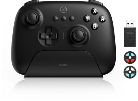 8BitDo Ultimate Bluetooth e Controller 2.4g con Dock di Ricarica 22 Ore di Gioco, Controller per Switch Wireless Controller di Gioco Cavo USB Gamepad per Switch e Windows (Nero)