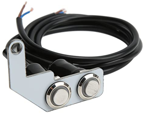 Commutateur de Guidon de Moto, Phare Antibrouillard LED en Acier Inoxydable Bouton de Commutation ON OFF avec Support Universel pour Vélo électrique (Lumière bleue main droite)