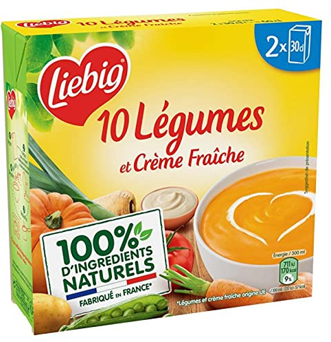 LIEBIG - Velouté de 10 légumes à la crème fraiche - 2x30cl - Soupe en brique riche en saveurs et onctuosité. - Lot De 4 - Vendu Par Lot