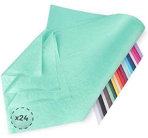 Verpackungswelt Seidenpapier 24 Blätter | 76x50 cm | Buntes Transparentpapier ideal als Verpackungsmaterial & Geschenkpapier | Papier zum Basteln | Schöne Dekoration | Bastelpapier in Mint