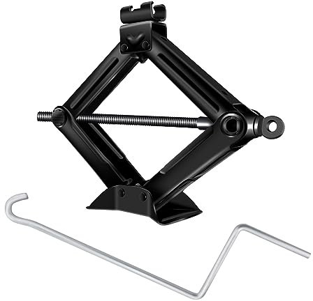 2T Scherenwagenheber für Auto, tragbarer kompakter Reifenheber Wagenheber für Autos, Vans, Wohnwagen, mit Kurbel einfach zu Heben von 115mm bis 390mm (Schwarz)