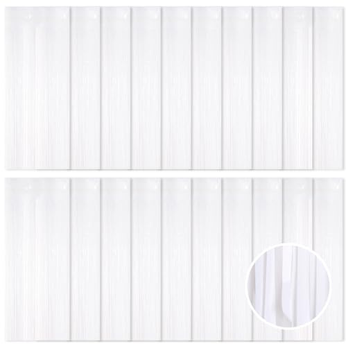 Ohiyoo 20 Stück Weiß Metallic Lametta Vorhänge 1 x 2.5M Folien Fransen Lametta Vorhange Hintergrund für Geburtstag Partydekor Verlobung Hochzeit Weihnachten Neujahr Dekoration (Weiß)