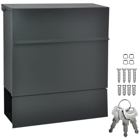 ALSTEN TECH Designer Briefkasten Wandbriefkasten Postkasten mit Zeitungsfach Anthrazitgrau Matt RAL 7016 A4/C4 geeignet