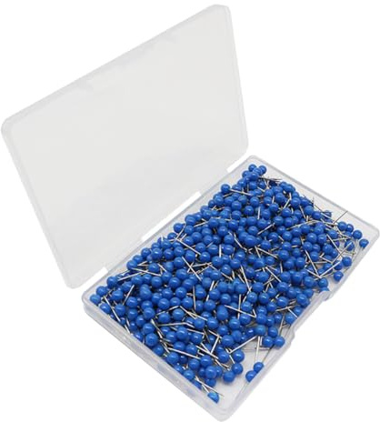 500 Stück Kunststoff Rundkopf Pinnnadeln Reise Karte Pinnnadeln Basteln Foto Daumennägel Büro Pinnwand Pinnwand Pinnwand Wanddekoration Reißzwecken Blau