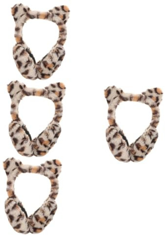 GALPADA 4stücke Cartoon Leopard Ohrenschützer Für Damen Und Mädchen Fleece Ohrenwärmer Für Winteraktivitäten Verstellbar Warm Und Stylisch Für Outdoor-einsätze Wie Skifahren Und