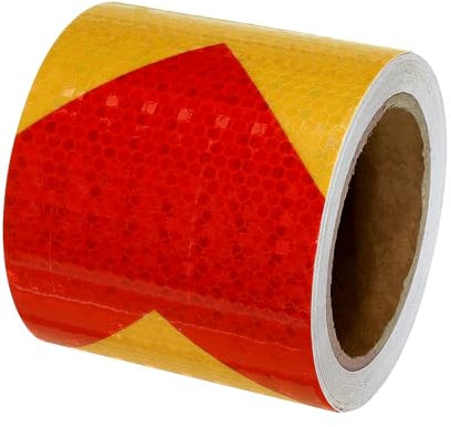 PATIKIL Reflective Tape, 4 Inch x 33 Ft Waterproof High Visibility Warning Safety Adhesive Tape Outdoor Reflector Stickers for Bikes Cars Motorcycles Trucks, Red-yellow