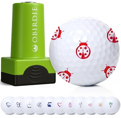 Obirdie Selbstfärbender Golfball-Stempel, schicker und lustiger Golfball-Stempel, schnell trocknend, wasserfest, wiederverwendbar, Golfzubehör für Frauen, Golfergeschenke, Golf-Gadgets (Ladybug)