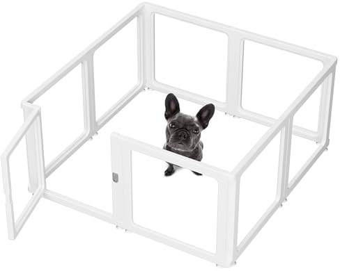 Citylife 8-TLG Welpenauslauf 60cm hoch, Hundelaufstall faltbar mit Tür, Hundegehege Wohnung, XXL Laufgitter für Hunde, Katzen, Kaninchen, Kleintiere, rutschfest, Transparent