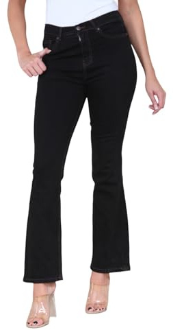 MYT Womens Magic Shaping Slim Flare Leg Jeans Stretch High Waisted Ladies Boot Cut Denim Black 14