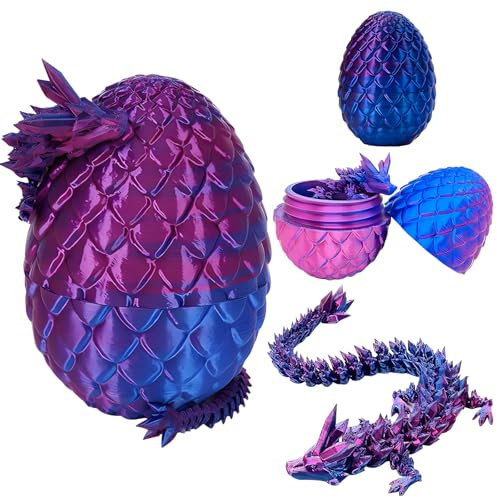 ysister Huevo Dragón Impreso en 3D,Huevo de Dragón, Juguete Fidget de Huevo Dragón Impreso en 3D, Huevo Dragón con Figuras Dragón para Coches, Oficinas, Adultos,Niños, Regalos, Juguetes (Púrpura)