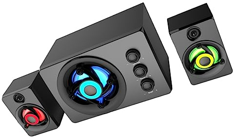 CIYODO Altoparlante Stereo 2.1 Cassa Audio per Bassi Soundbar Stereo Portatile Connettore 3.5 Mm Illuminazione e Design Pregevole