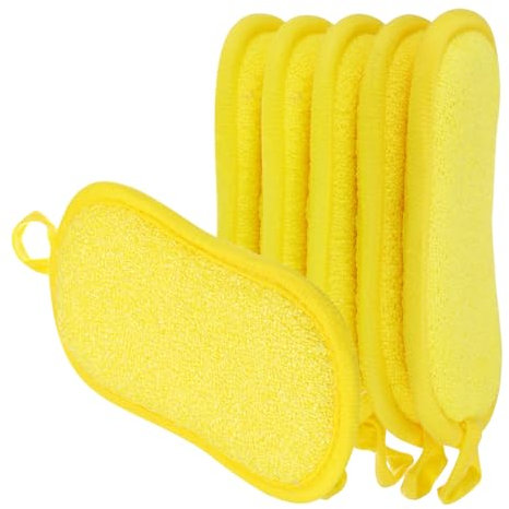 QUARKZMAN Multiusos Cocina Plato Esponja Estropajo, 5uds Antirayaduras Microfibra Estropajos Esponjas Exfoliante para Lavar Platos Limpieza Cocina, Amarillo