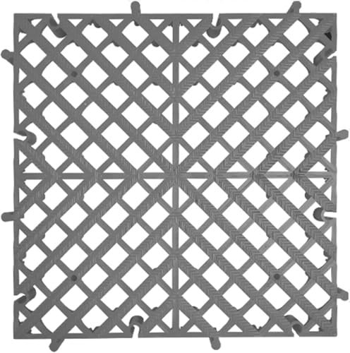 SUWOOPH Ineinandergreifende Bodenfliesen mit Drainage, modularer Garagenbodenbelag aus Kunststoff, rutschfeste Terrassenfliesen for Pools, selbstentleerende Außenmatte for die Dusche(Grey,40x40x4cm)