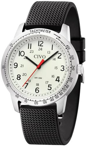 CIVO Armbanduhr Herren Militär Herrenuhr: 12/24 Stunden Analog Silikon Uhren für Männer Weiß - Sport Wasserdicht Quarz Herren Uhr