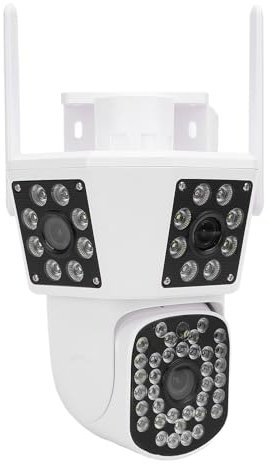 Goshyda 3 Lens Security Camera, 6MP Human Detection Auto Tracking Smart AI Alert Water Proof Home Security Camera for Outdoor Indoor (UK Plug)
