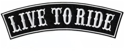Parche bordado para planchar o coser: «Live To Ride» | Parche biker anudable/aplicable con plancha | Sticker MC para motociclistas | DIY