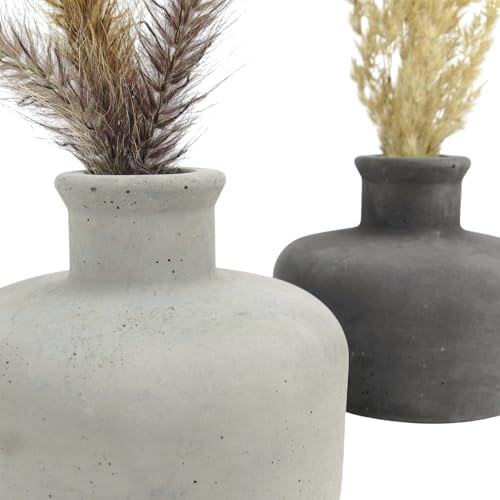Handworkz | Wadah - mini Vase bauchig aus Beton | wasserdicht | für frische Blumen oder Trockenblumen nutzbar | auch als Kerzenständer für Stabkerzen geeignet | Made in Germany (Anthrazit & Grau)