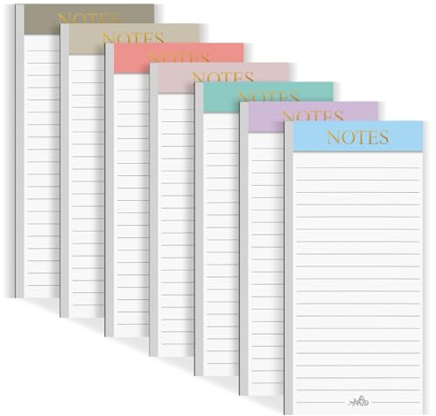 Utron 7 Pack Magnetic Notepads for Refrigerator, Morandi Color Magnetic Grocery List Pad for Fridge, Full Magnet Back Shopping Lists, 30 Sheets Per Note Pads