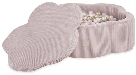 MISIOO Bällebad Blume/Wolke für Babys und Kinder - 95x30cm - Hochwertiger Stoff - Bällebad Baby ab 1 Jahr - Inklusive Matte und 200 Bälle - Perfekt für Kleinkinder und Spielspaß