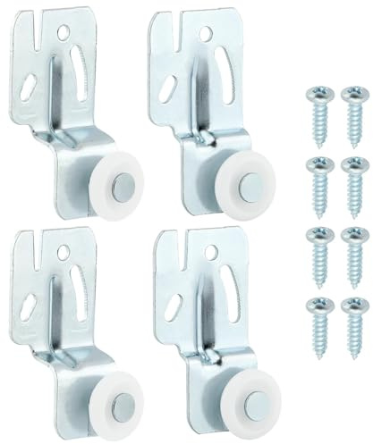 Closet Sliding Door Hardware Wardrobe Door Roller Kit, 4pcs Closet Wheels for Top Hung Bypass Kitchen Doors, 3/4 to 1-3/8 Inch Thick Sliding Doors(Size:4pcs)