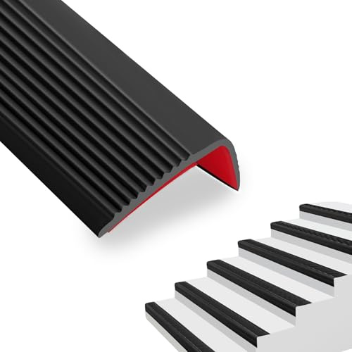 Storystore Profilo per bordi per scale, autoadesiva, 12 m, antiscivolo, flessibile, in vinile, antiscivolo, per interni ed esterni